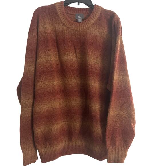 GUC H&M Burnt Orange Stripe Men's Crew Neck Sweater Pullover Size XL - Picture 1 of 5